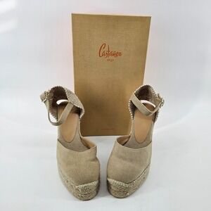 NIB Women's Castaner Carol Wedge Espadrille in Sand Size: EU 36 US 6